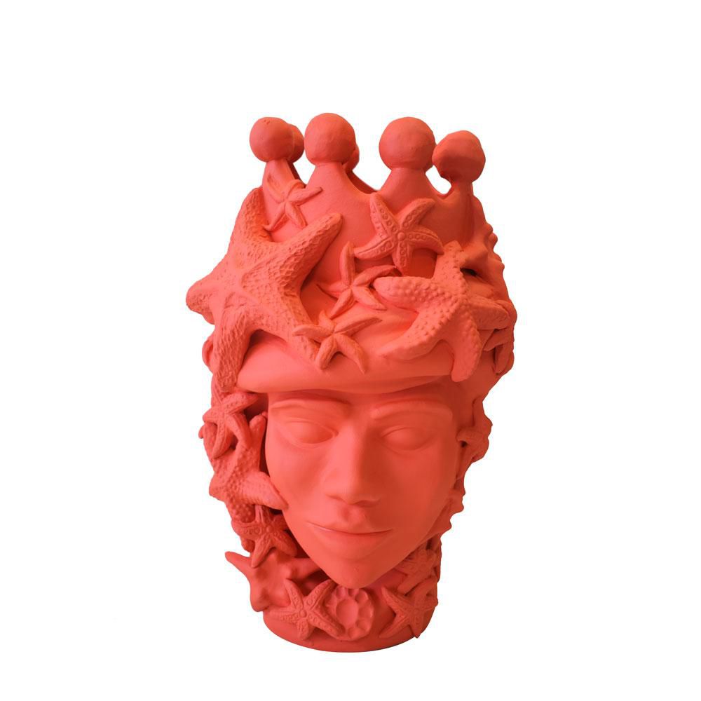 VASO CERAMICA -TESTA MORO- H.43 CM ROSSO