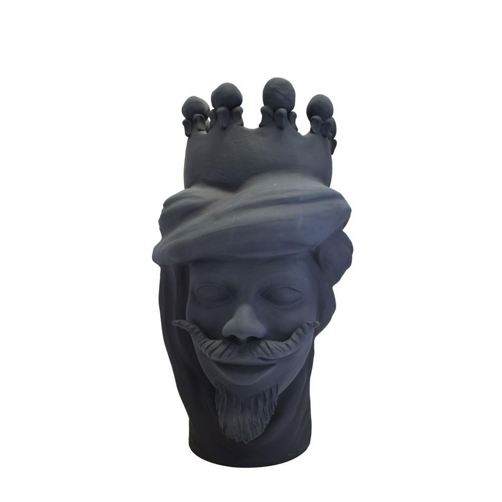 VASO CERAMICA -TESTA MORO- H.43 CM NERO