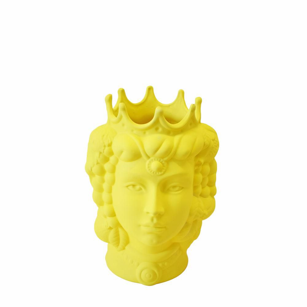 TESTA DONNA VASO CERAMICA -TESTA MORO- H.33 CM GIALLO