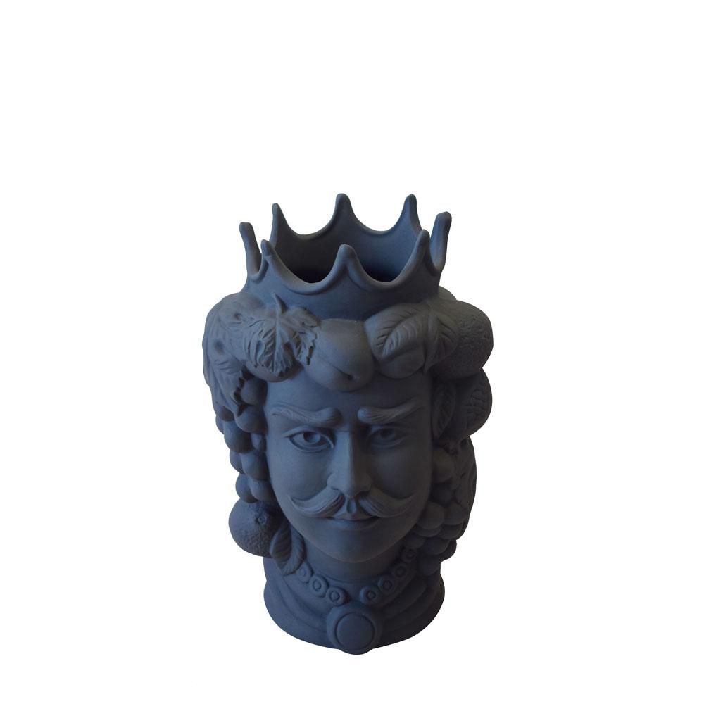 TESTA UOMO VASO CERAMICA -TESTA MORO- H.33 CM ANTRACITE