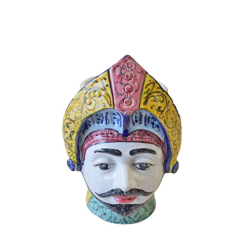 TESTA UOMO VASO CERAMICA-TESTA MORO-H.25,5 CM BIANCO/VERDE/ROSSO