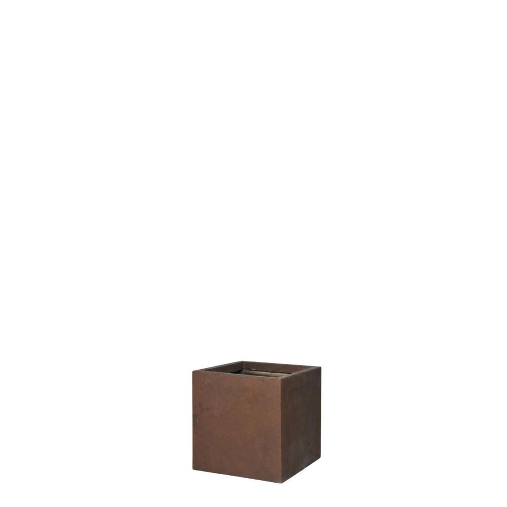 FIORIERA POLIRESINA 28X28 CM H.28 CM -TEXAS CUBI- CORTEN/MARRONE