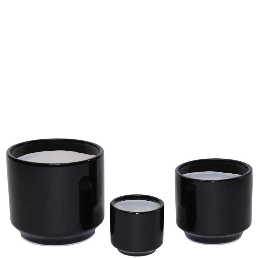 SET 3 VASI CERAMICA D.13/19,5/24,5 H.12/18/22-DUET CYLINDER-NERO