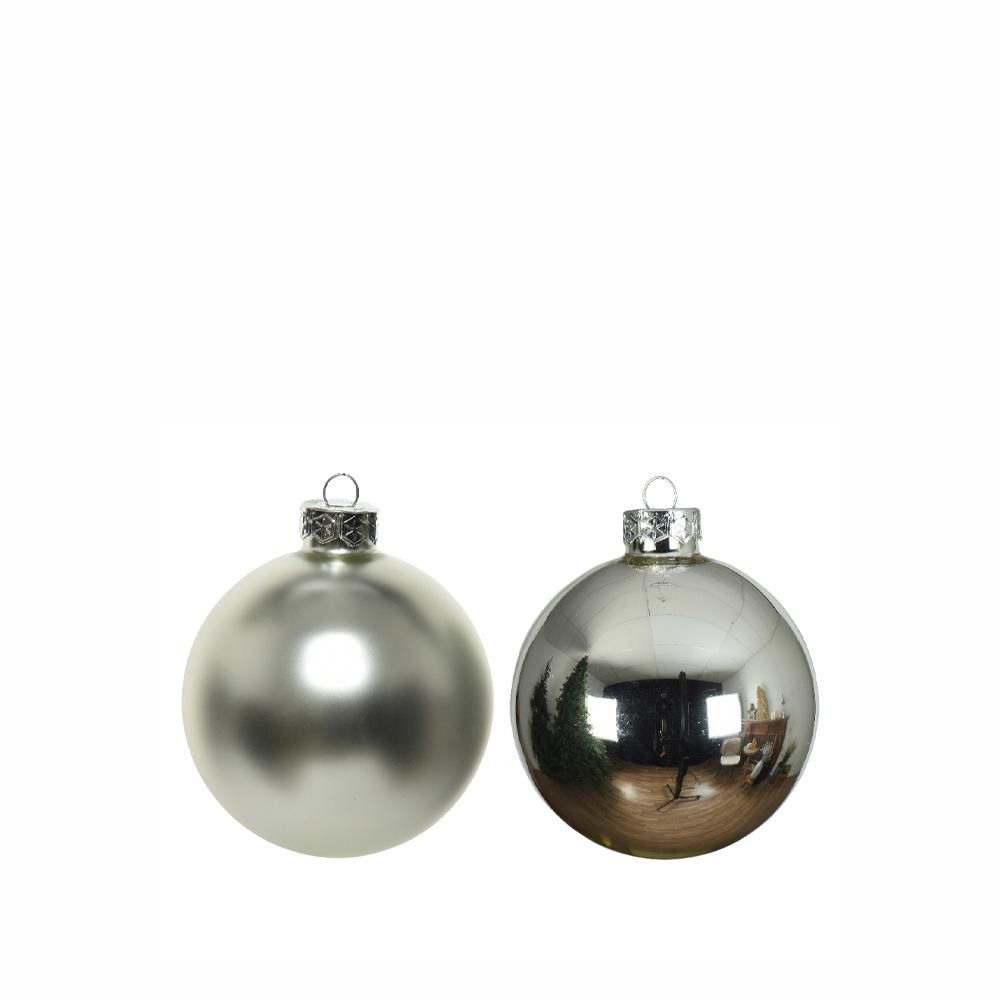 SET 10 SFERE VETRO MM.60 LUCIDO/SATINATO ARGENTO