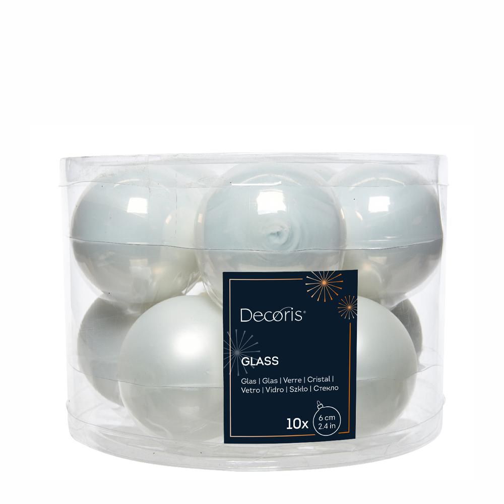 SET 10 SFERE VETRO MM.60 LUCIDO/SATINATO BIANCO