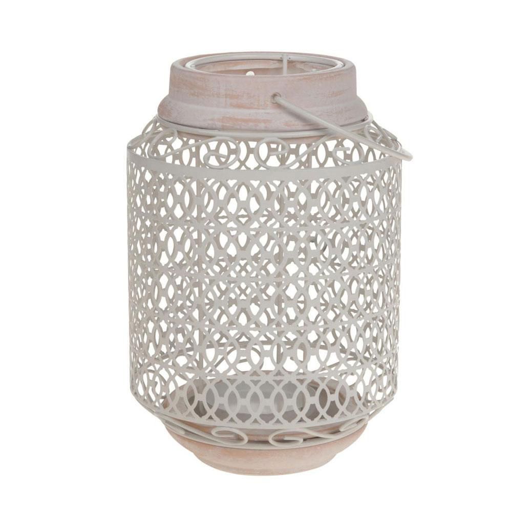 LANTERNA CERAM. 17,5X17X24,5 BIANCO ANTIC.