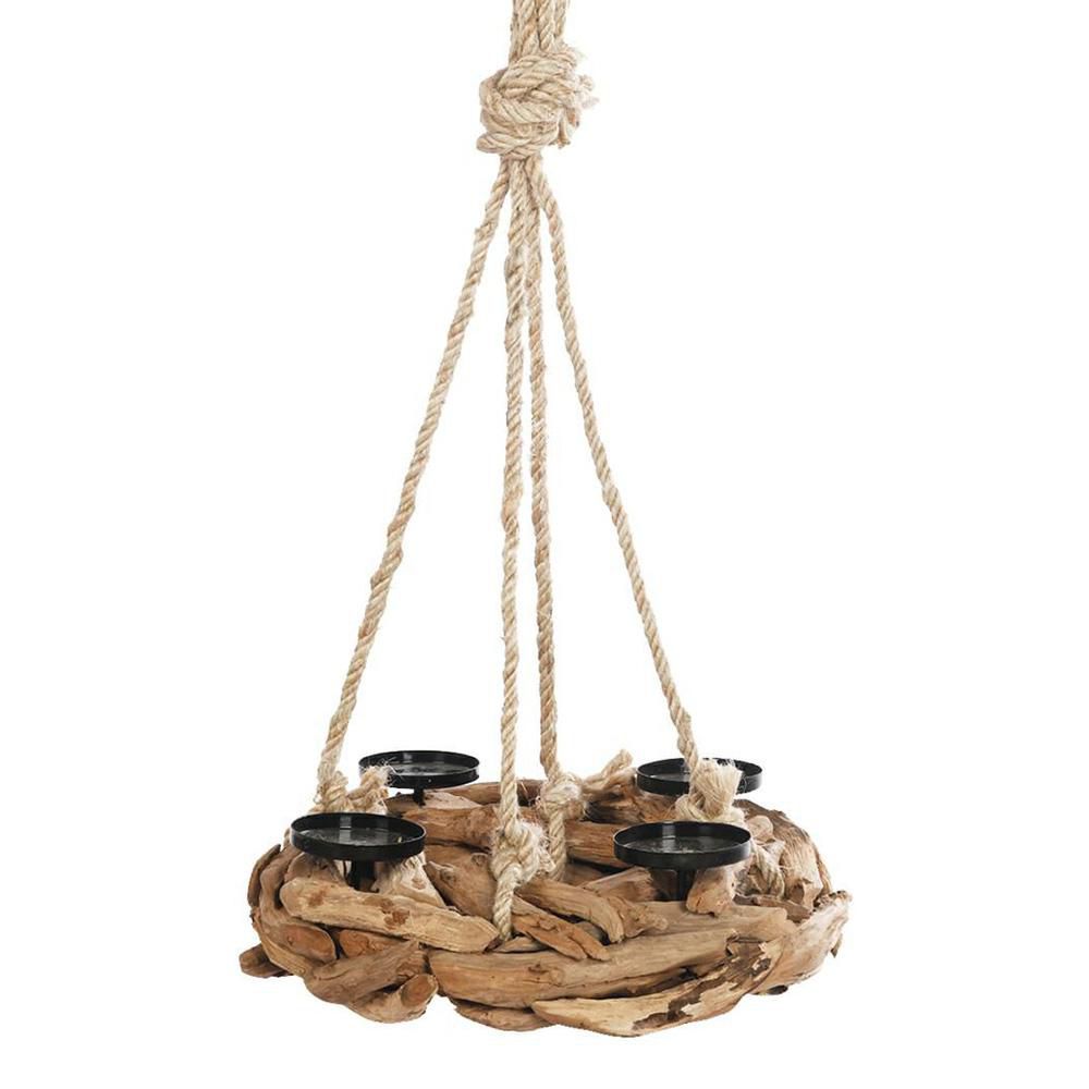 CORONA D/APPENDERE TEAK4 FUOCHI D.40X 12H NATURALE
