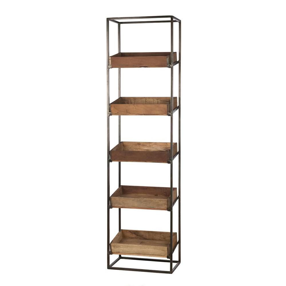 SCAFFALE LEGNO/METALLO 48X27X177 CM 5 RIPIANI NATURALE/NERO