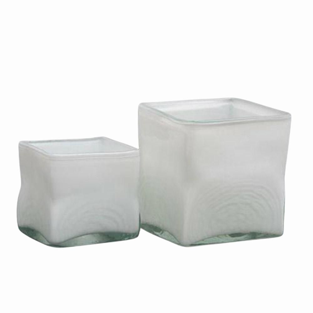VASO VETRO QUADRATO H20X20X20 BIANCO DZ