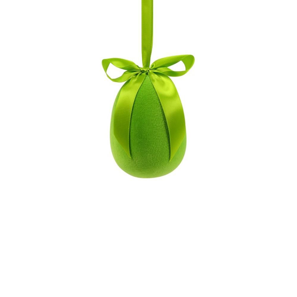 UOVO POLY FLOCCATO D/APPENDERE (L) D.12 CM H.15 CM VERDE