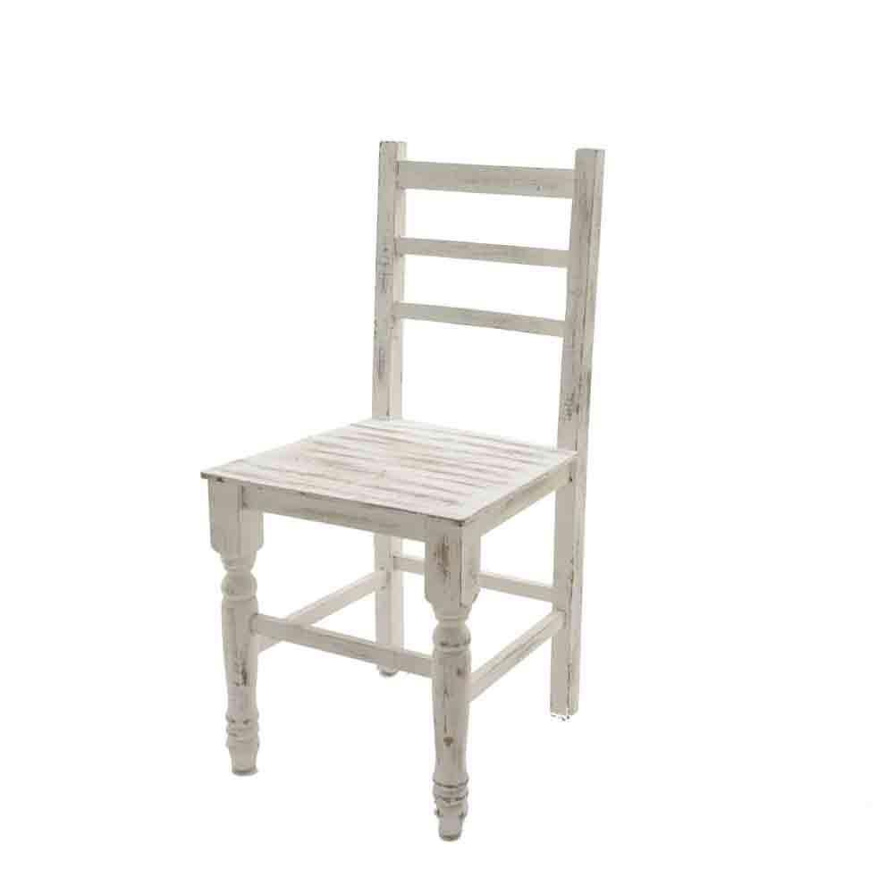 SEDIA LEGNO 40X43X63 CM-ANTIQUE- BIANCO ANTICATO