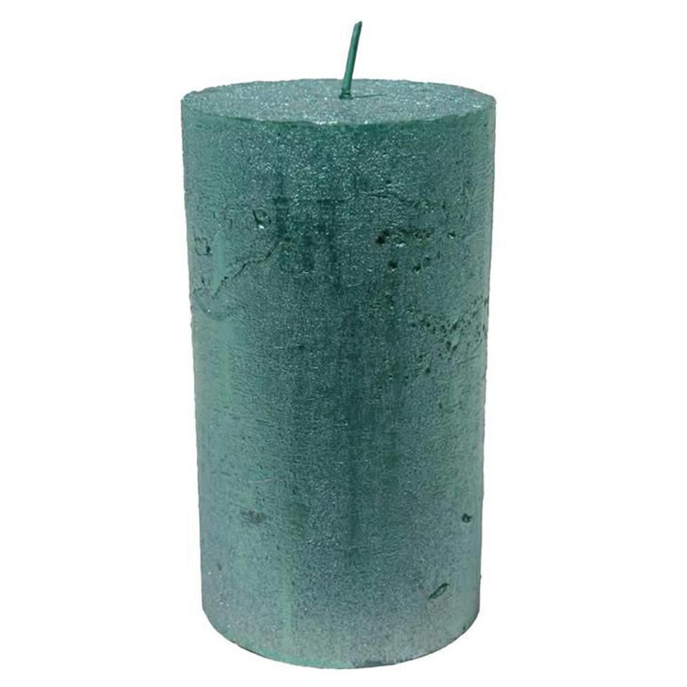 CERO D.6,8 CM H.18 CM METALLIC RUSTIC SMERALDO