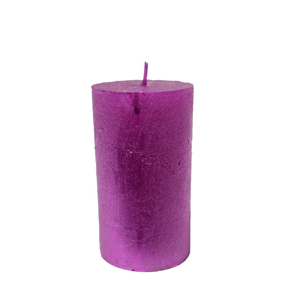 CERO D.6,8 CM H.18 CM METALLIC RUSTIC MAGENTA