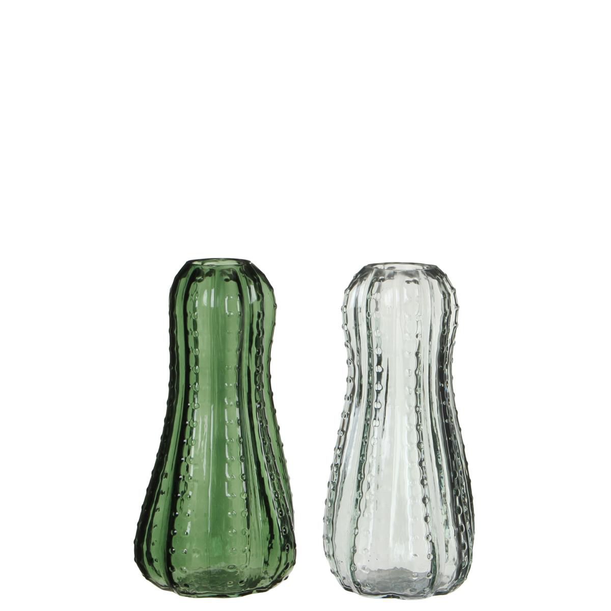 SET 2 VASI VETRO CACTUSH27 D13 CM VRDE SC./TRASP.