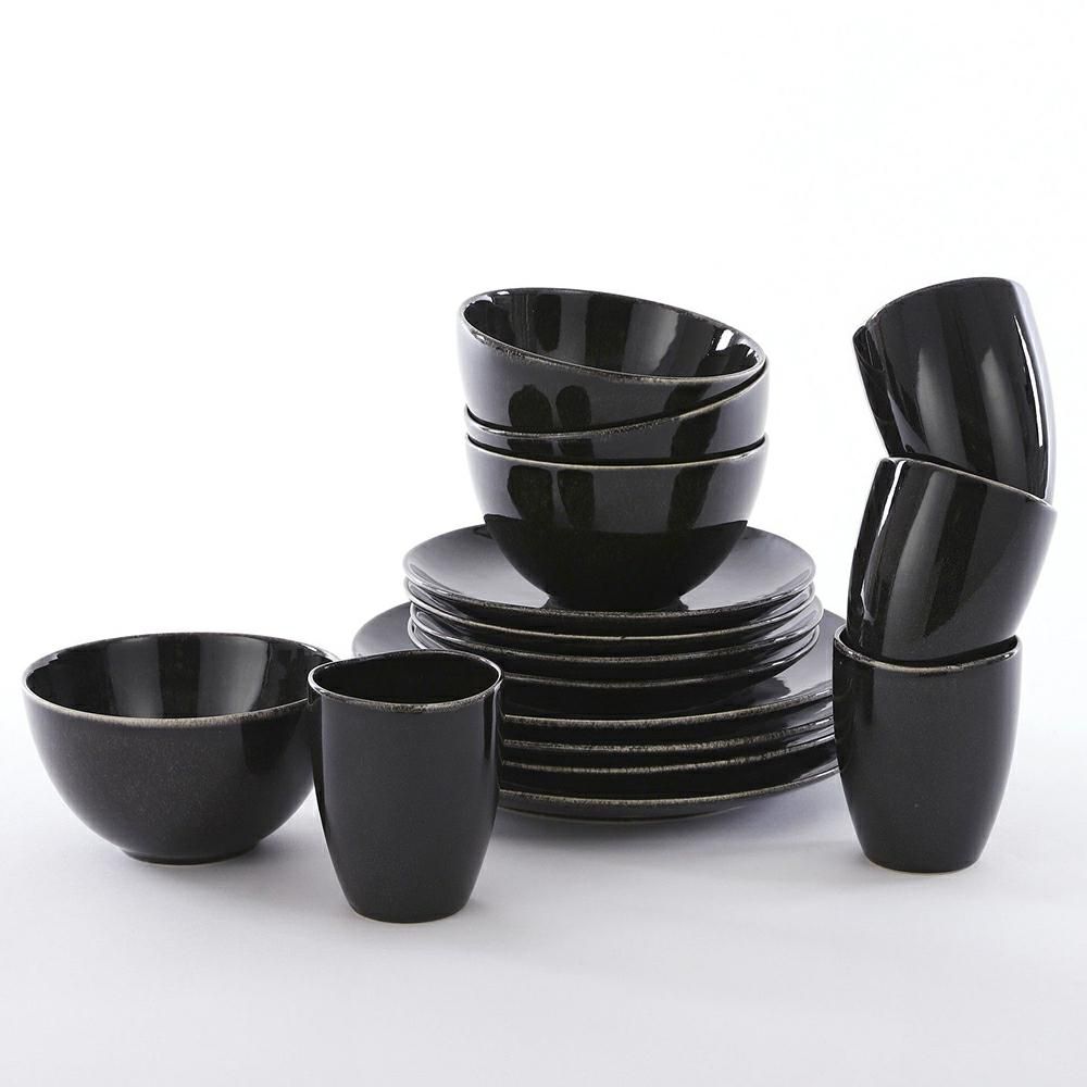 SET 16 PIATTI GRES -TABO- NERO