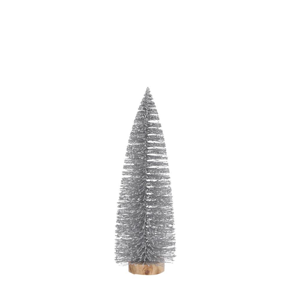ALBERINO LUREX C/BASE LEGNO D.10 CM H.32 CM ARGENTO