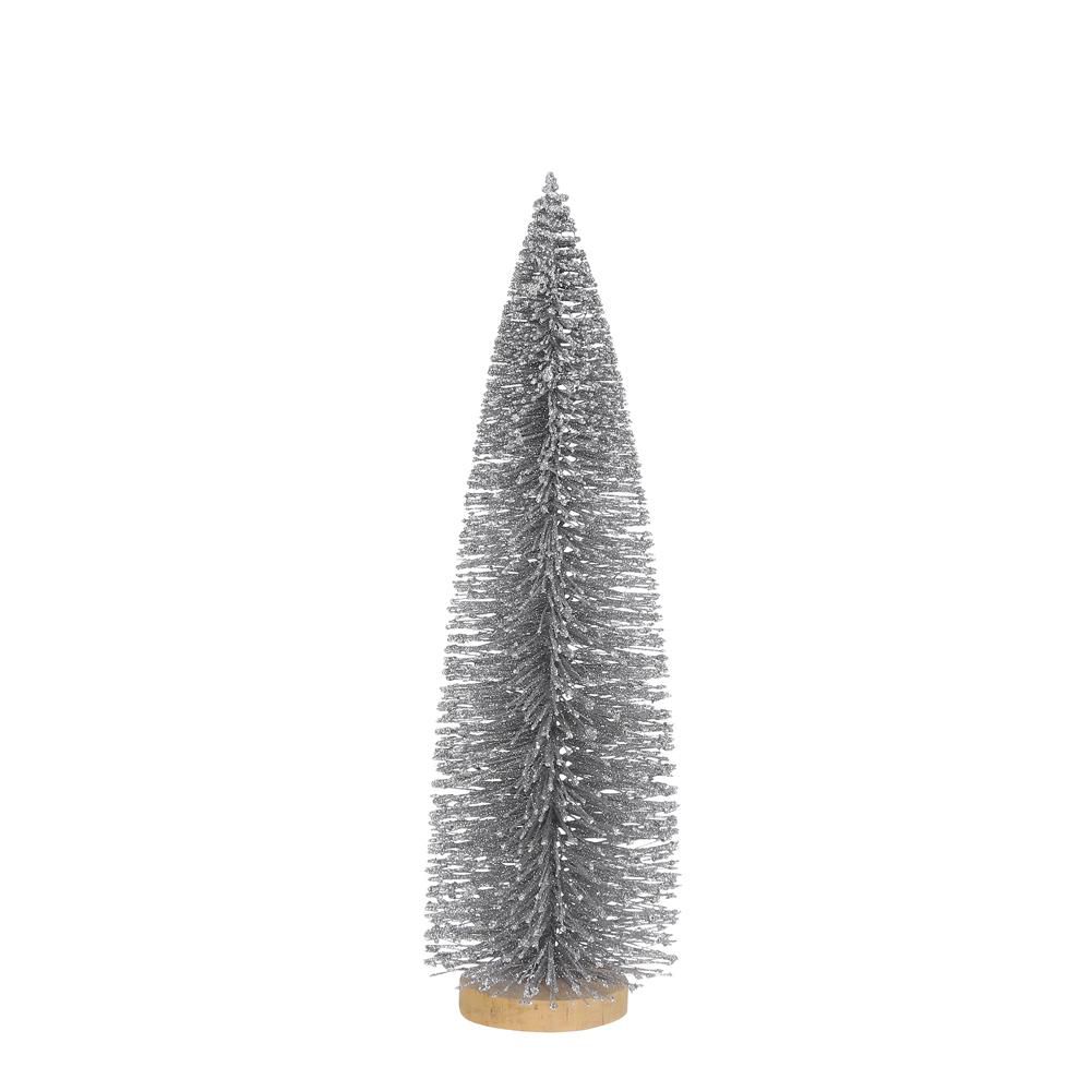 ALBERINO LUREX C/BASE LEGNO D.12 CM H.40 CM ARGENTO
