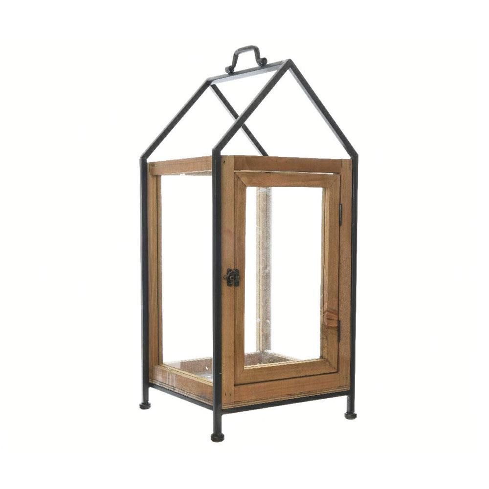 LANTERNA ABETE/METALLO-HOUSE-19,5X19,5X44 NATURALE