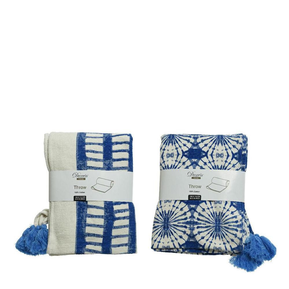 COPERTA COTONE 160X110 CM 2ASS. BLU/BIANCO