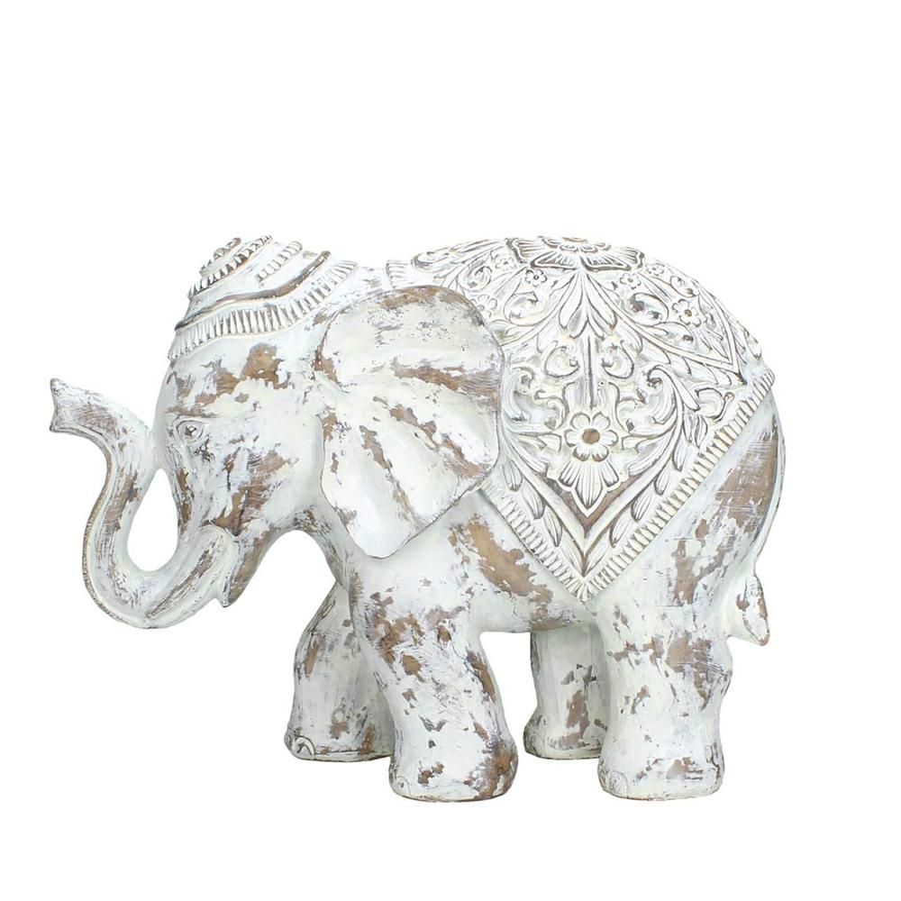 ELEFANTE POLIRESINA 31X14 CM H.23 CM BIANCO/BEIGE
