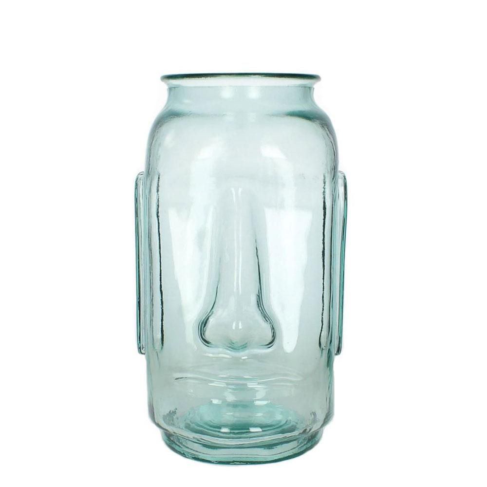 VASO VETRO RICICLATO -FACCIA- 20X20X34,5 CM TRASPARENTE