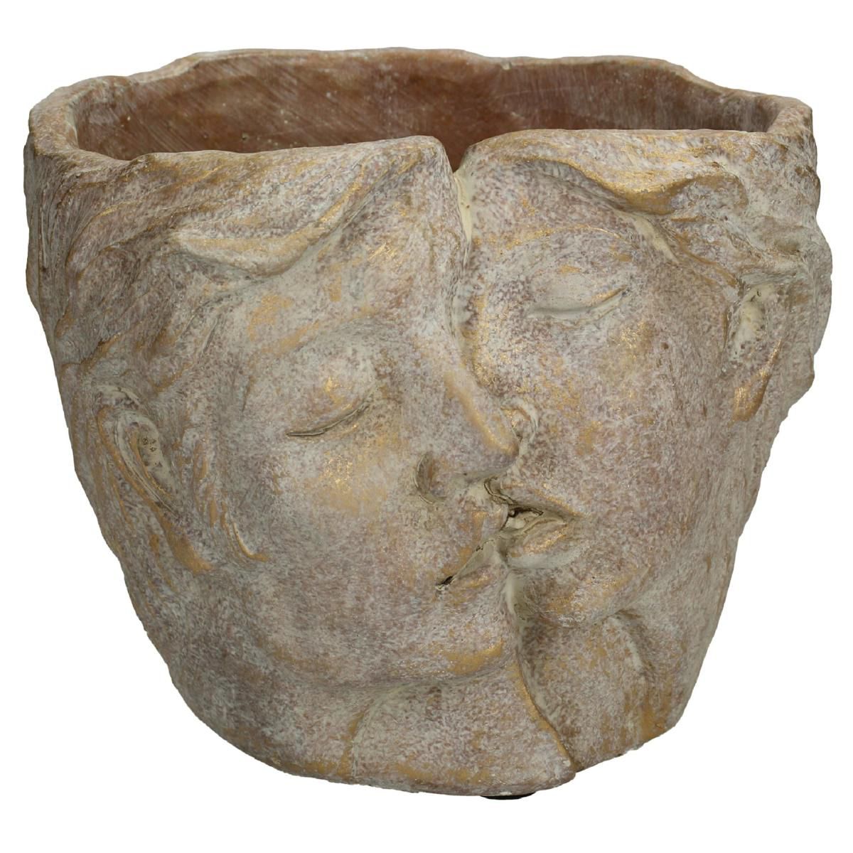 VASO -HALF FACE- CEMENTO 16X14,5 CM H.13 CM ORO
