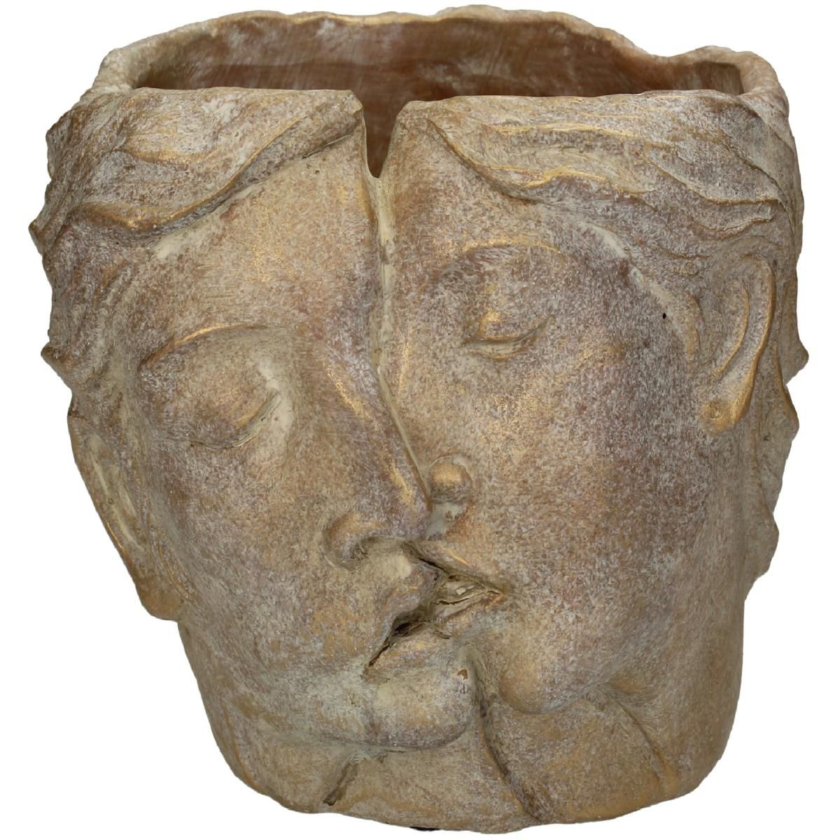 VASO -HALF FACE- CEMENTO 19,5X19 CM H.16,5 CM ORO