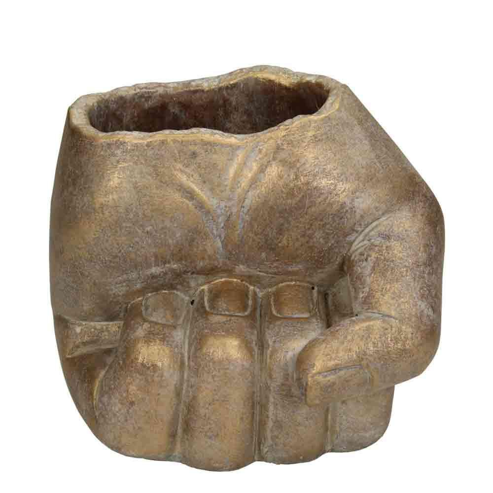 VASO “MANO” CEMENTO 14,5X14 CM H.13 CM ORO