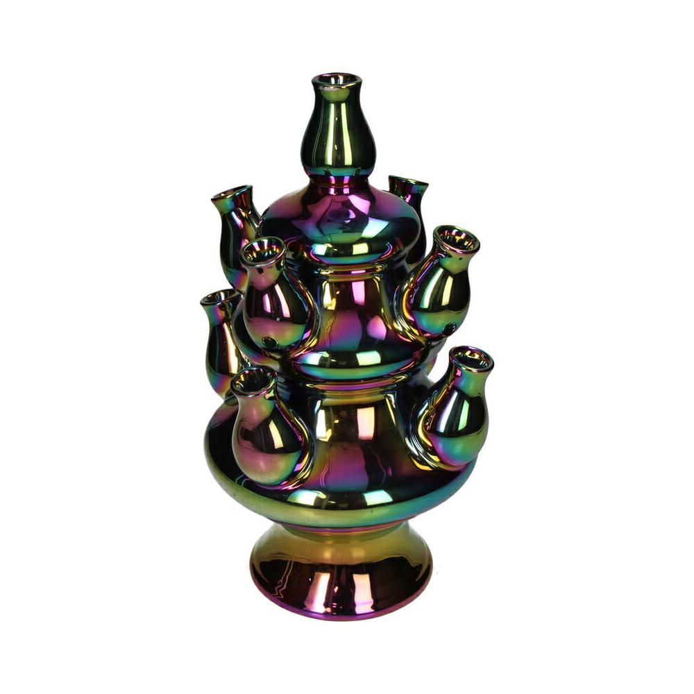 PAGODA VASO CERAMICA 20,5X20,5 CM H.33 CM IRIDESCENTE