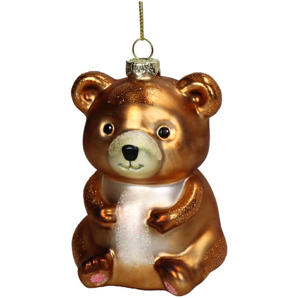 ORNAMENTO ORSACCHIOTTO VETRO H.10,40 CM MARRONE