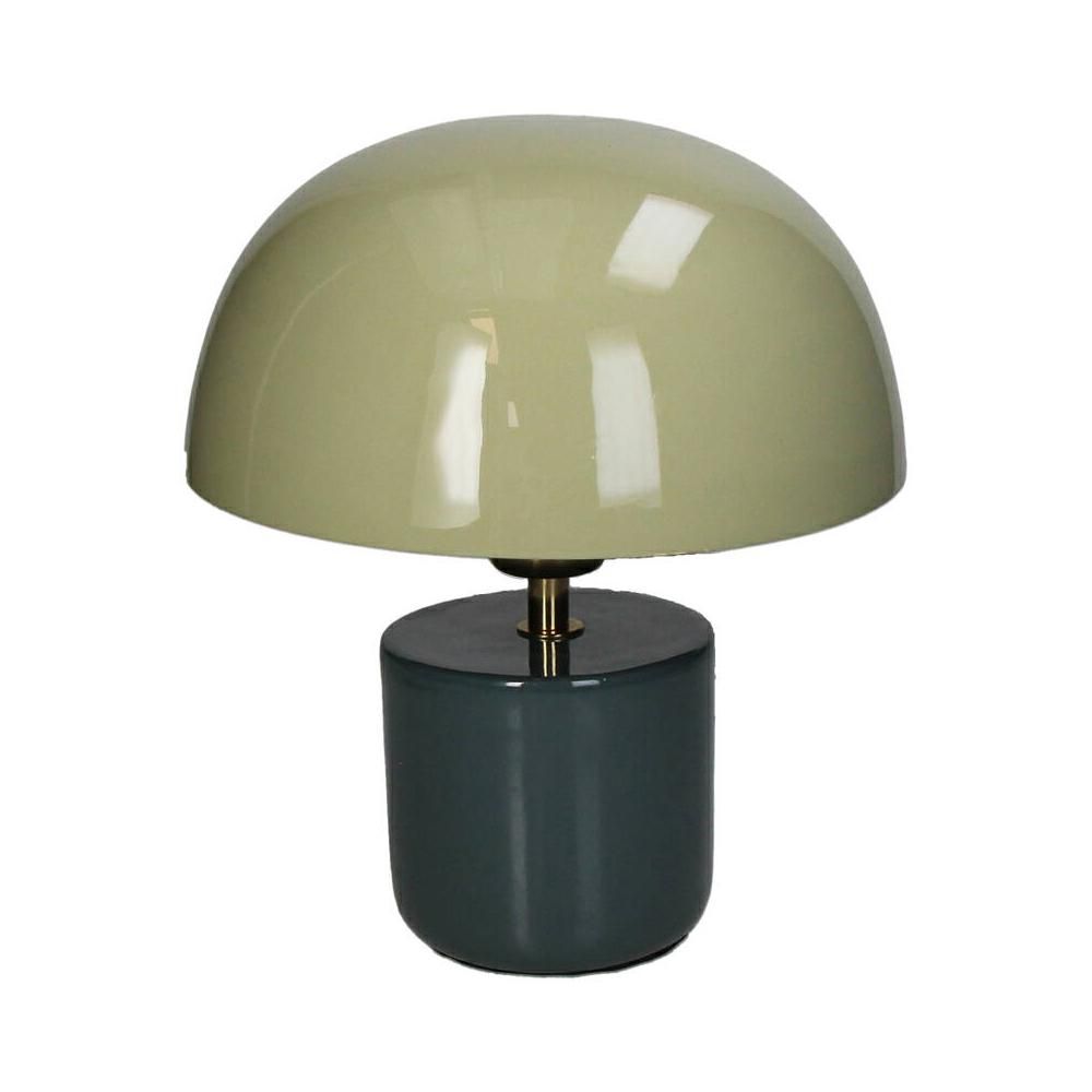 LAMPADA TAVOLO METALLO 23X23 CM H.24 CM VERDE/AVORIO