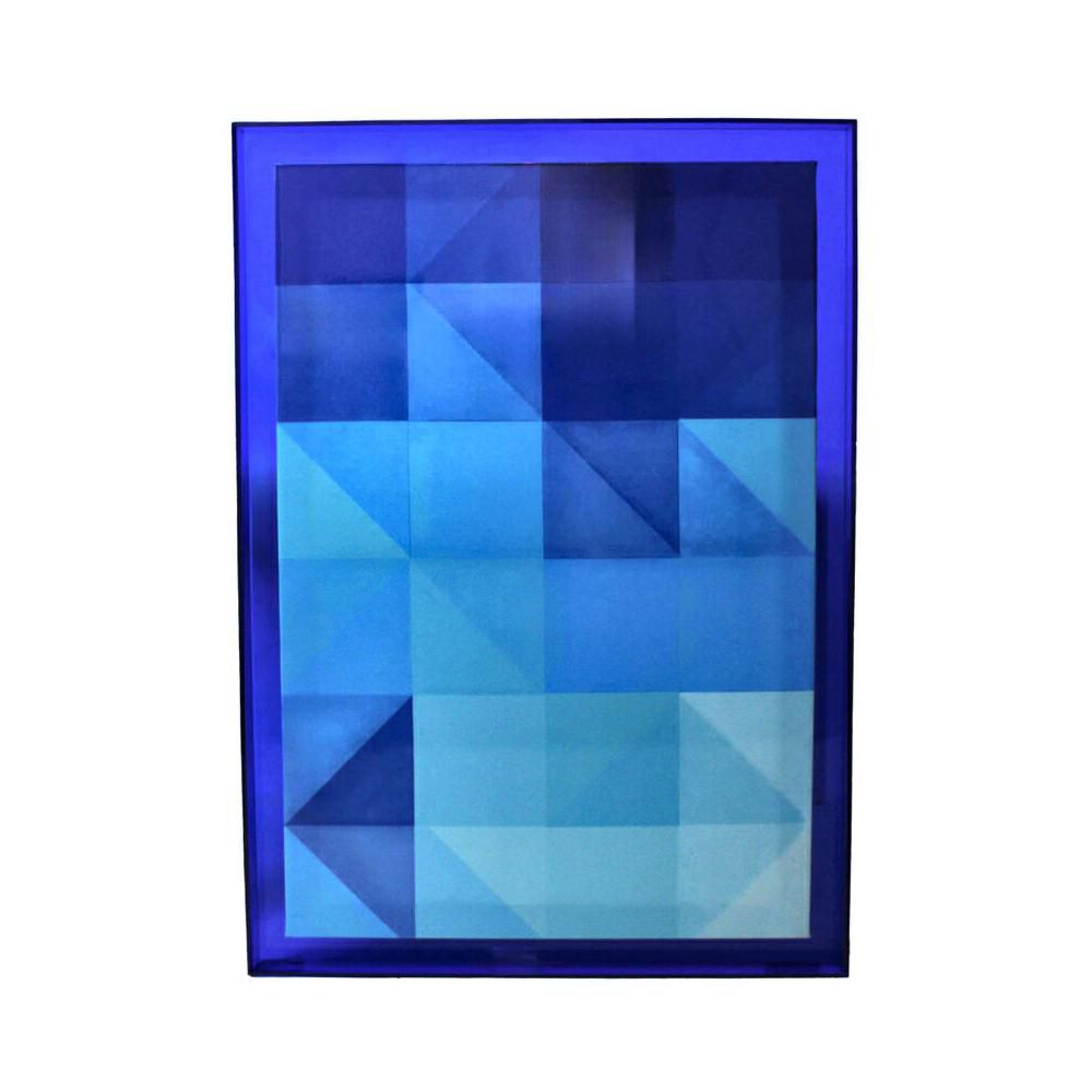 QUADRO RETTANGOLARE ACRILICO 50X70 H.3,3 CM GEOMETRICO BLU