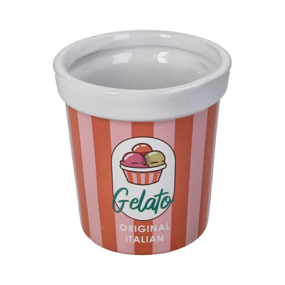VASO TERRACOTTA RIGHE D.10 CM H.10 CM -GELATO- ROSA/ARANCIONE