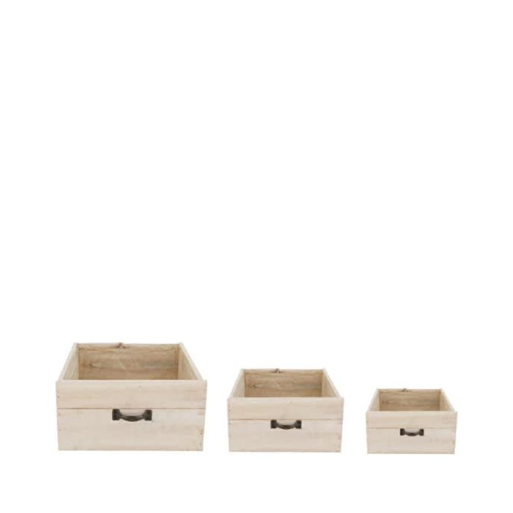 SET 3 CASSETTI LEGNO 17-23-28X17-23-28 CM H.12-13-14 CM BIANCO
