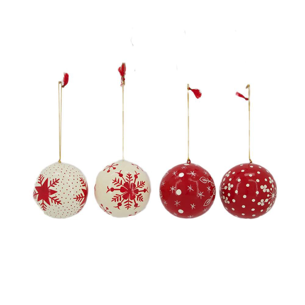 SET 4 SFERE CARTAPESTA MM.100 BIANCO/ROSSO
