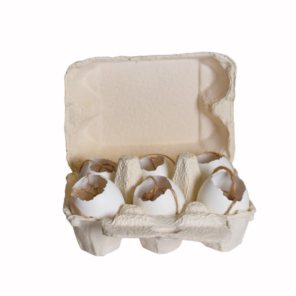 SET 6 UOVA APERTE D/APPENDERE 15,4X10,4 H.7,3 CM BIANCO