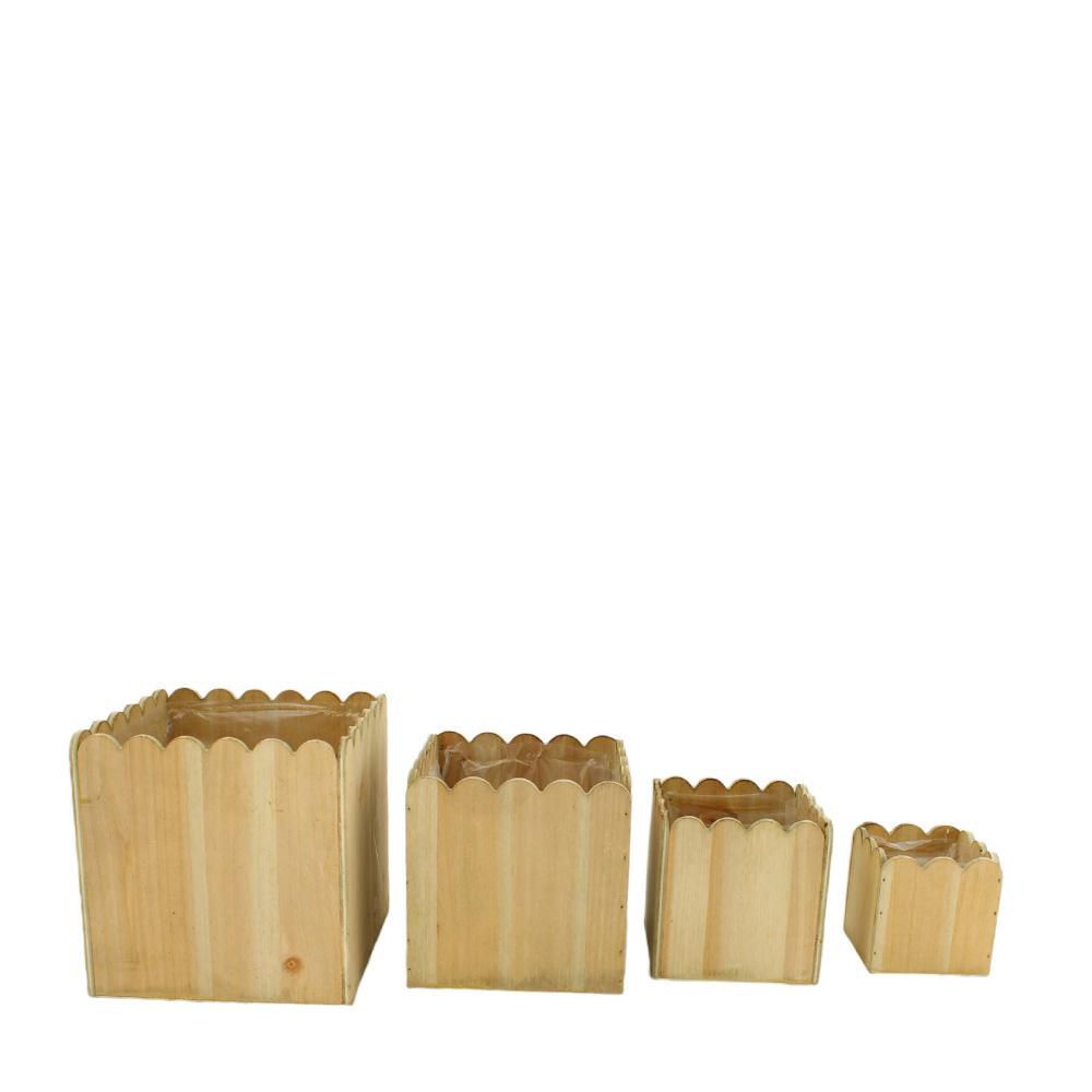 SET 4 CASSETTE IN LEGNO9-18X9-18 H.9-18 CM NATURALE