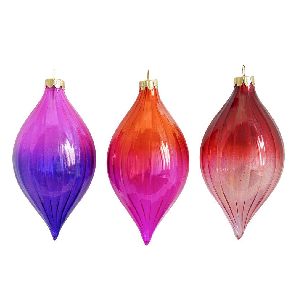 SET 3 SFERE VETRO MM.80H.16 CM ROSSO/FUCSIA/ROSA/ARANCIONE