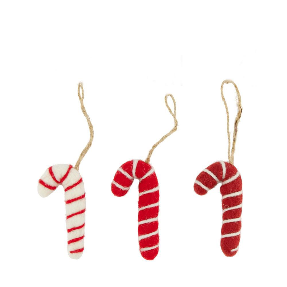 SET 3 CANDYCANE LANA 4X1 CM H.8 CM ROSSO/BIANCO