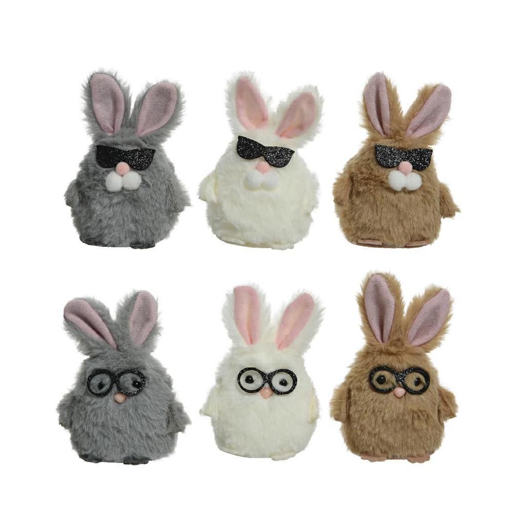 SET 6 CONIGLI PELUCHE 5X5 CM H.11 CM ASSORTITI