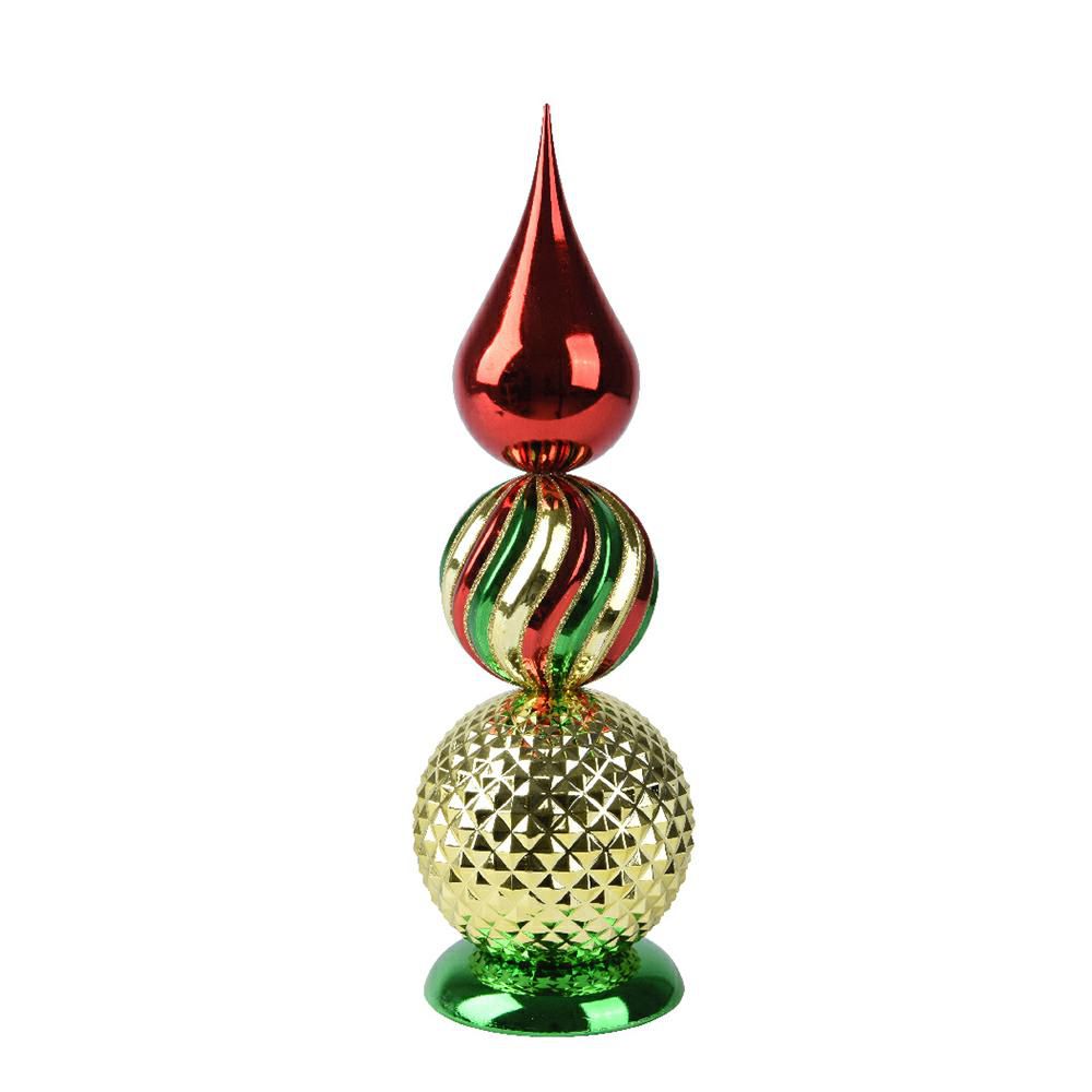 PUNTALE ALBERO POLY D.13 CM H.37 CM ROSSO/ORO/VERDE
