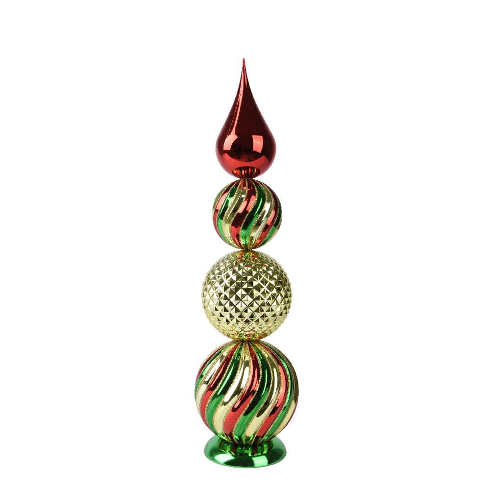 PUNTALE ALBERO POLY D.15 CM H.52 CM ROSSO/ORO/VERDE