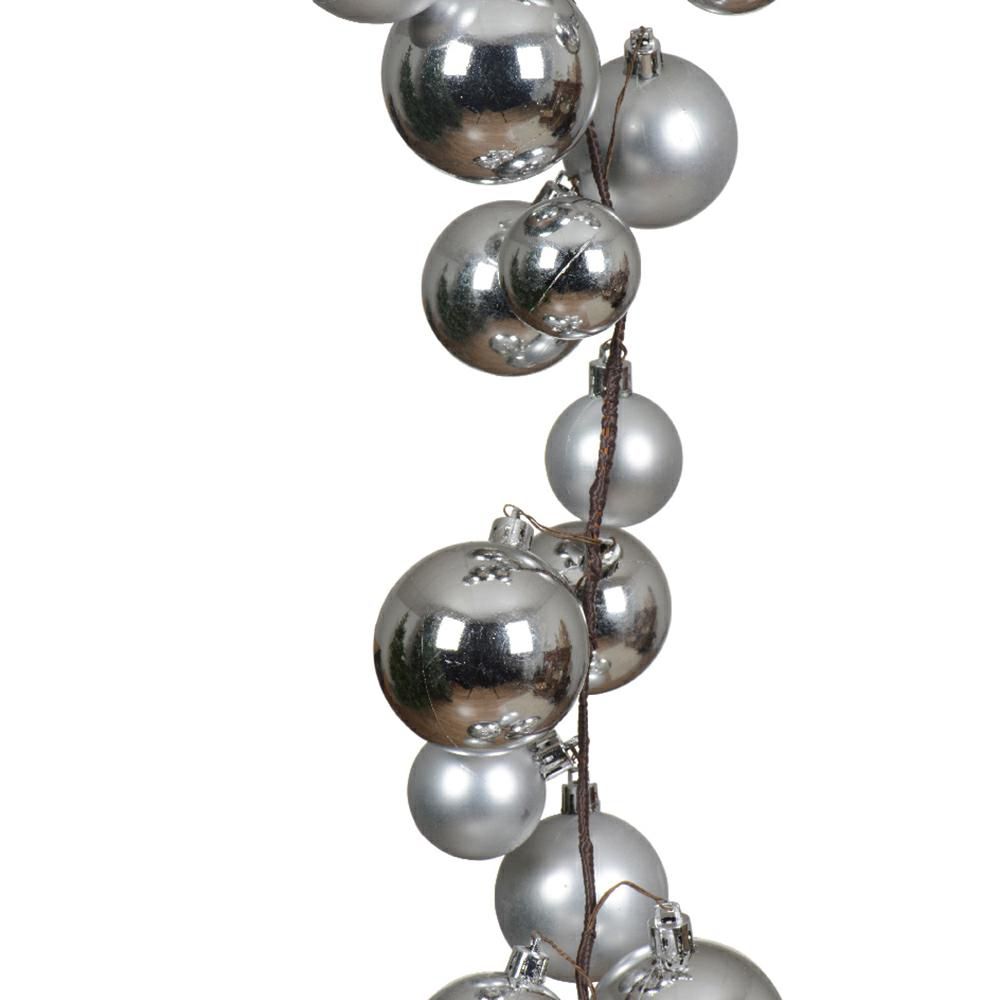 GHIRLANDA SFERE POLY MM.100 H.180 CM LUCIDO/SATINATO ARGENTO