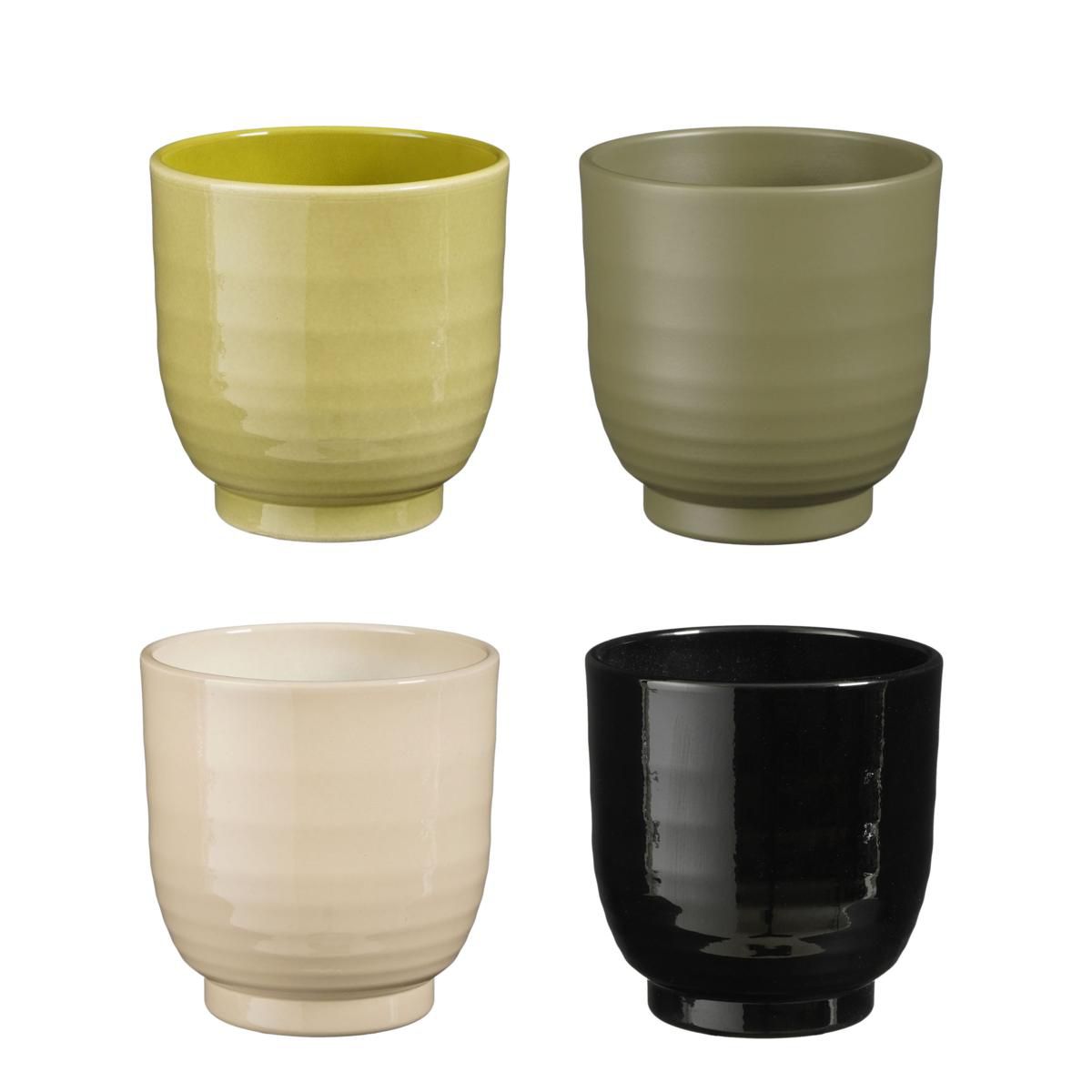 SET 4 VASI CERAMICA D.13,5 CM H.13,5 CM -LISA- BEIGE-NERO-VERDE