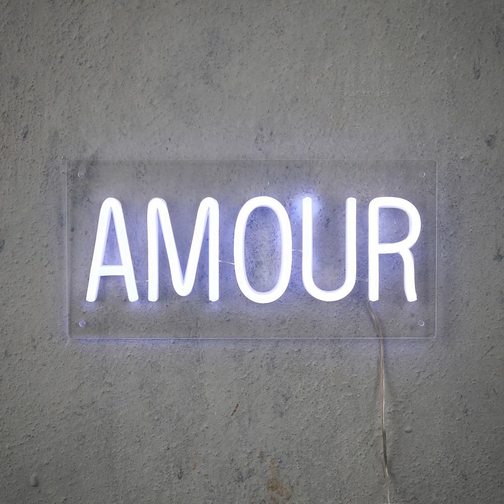 SCRITTA LUMINOSA -AMOUR- 216 MICROLED 30X15 CM BIANCO
