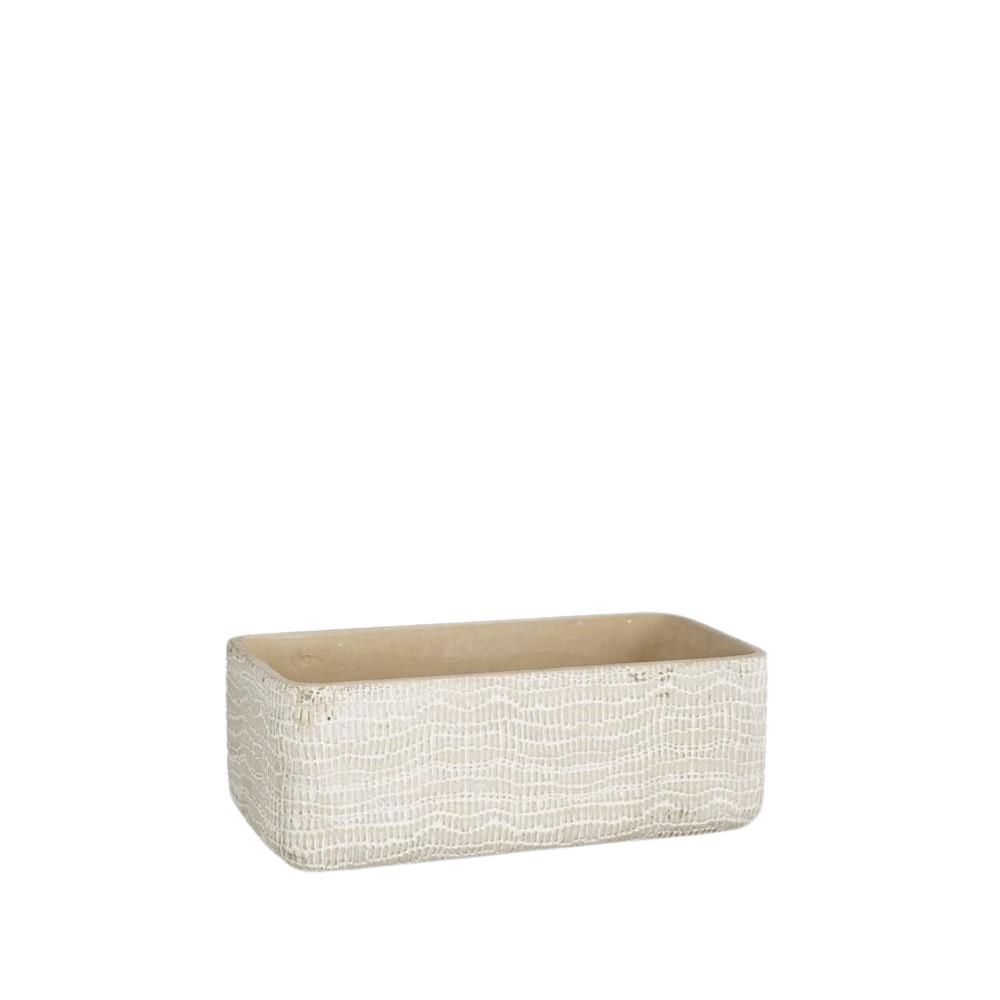 VASCHETTA CERAMICA RETTANGOLARE 28X14 CM H.10 CM -SIRI- GRIGIO