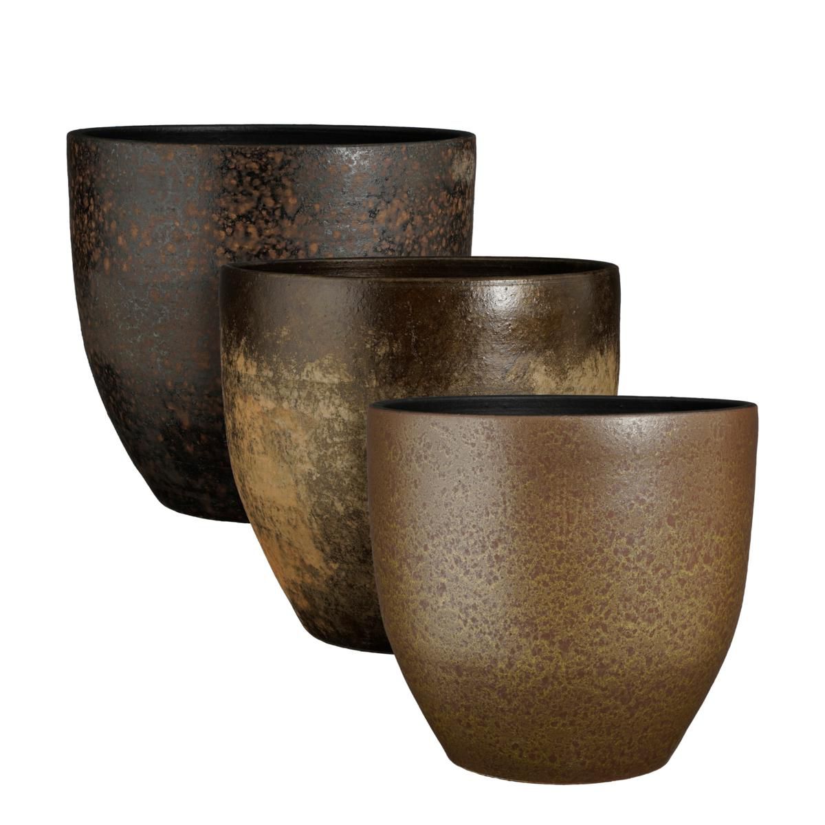 VASO CERAMICA D.49 CM H.47 CM -LIMOGES- ASS. MARRONE/ORO/BRONZO