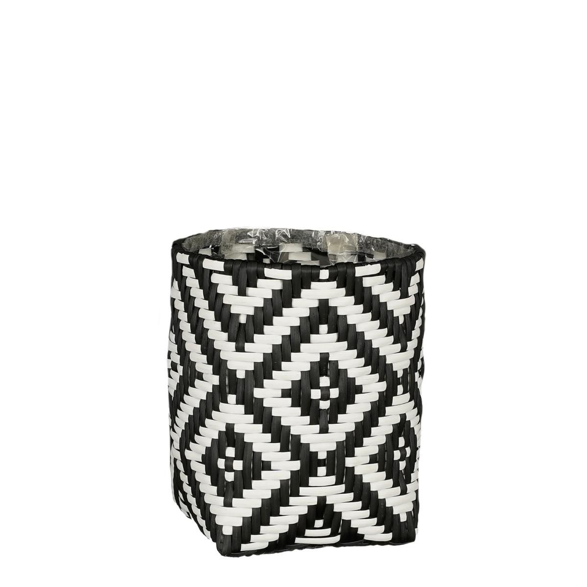 CESTO RETTANGOLARE D.21CM H.23 CM -MERLIJN- NERO/BIANCO