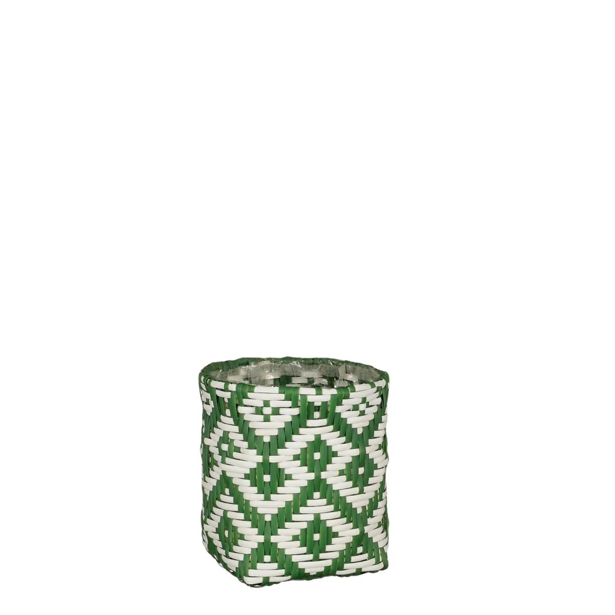 CESTO RETTANGOLARE D.18CM H.20 CM -MERLIJN- VERDE/BIANCO
