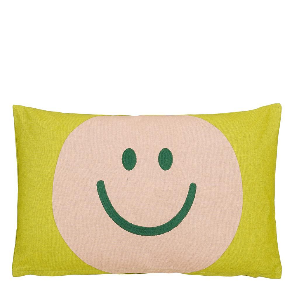 CUSCINO 55X35 CM H.10 CM -SMILE- ROSA/VERDE/OCRA